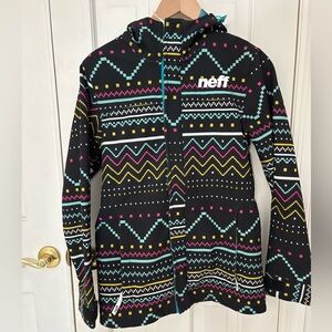 Neff Black Jacket with Vibrant Patterns